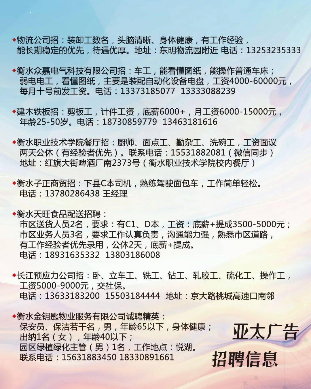 咸阳最新招聘信息概览